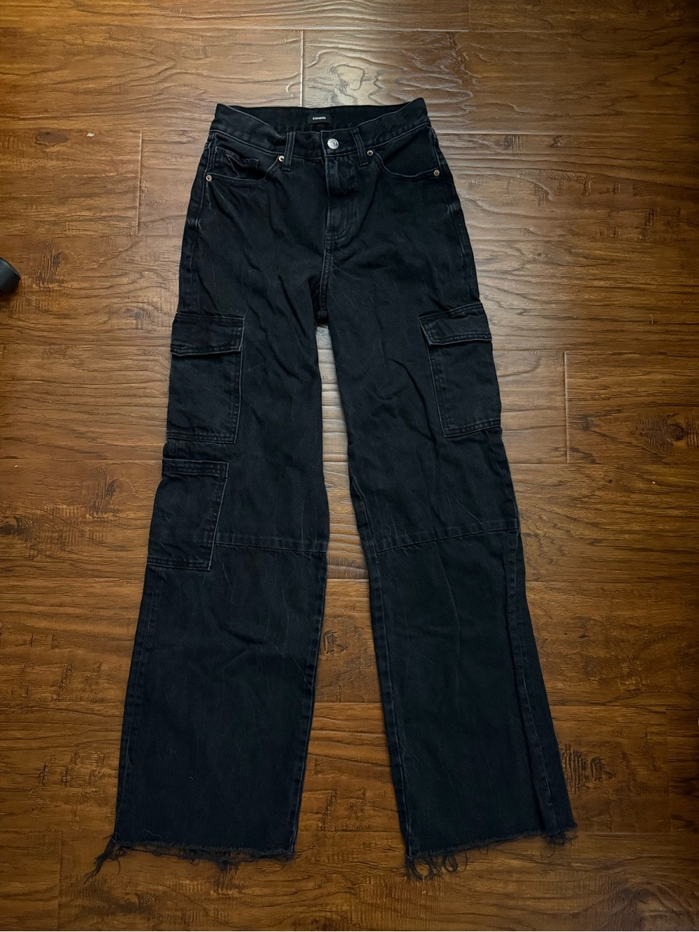 Women’s Black Cargo Jeans - Casual Wide Leg